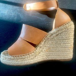 6.5 camel leather wedge 4”